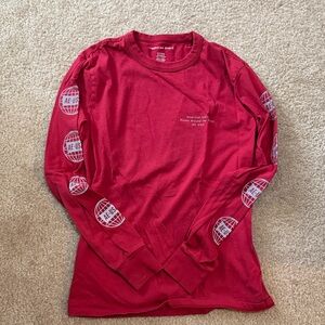 American Eagle Outfitters Bold Red Graphic Long Sleeve Tee